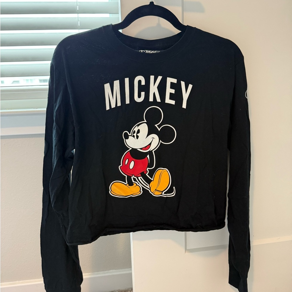Disney Mickey Mouse Black Long Sleeve Crop